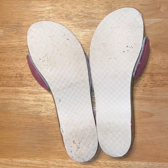 Dr Scholls Hand Painted Pink Patent Leather Wooden Exercise Sandals Vintage 70’s - Picture 7 of 9